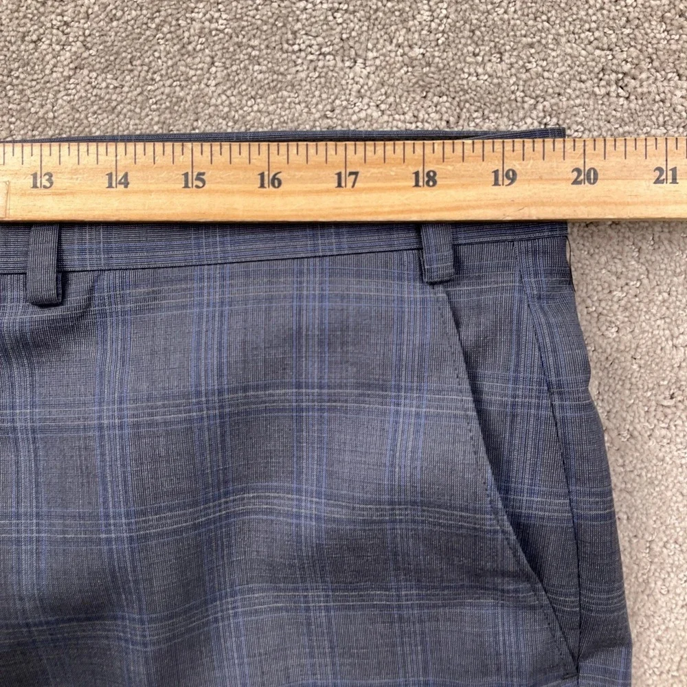 Austin Reed Ticknors Suit Mens 46L 39W 35L Gray Blue Plaid Classic 2 Button Wool